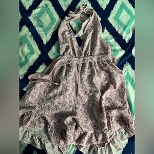 Pink floral halter romper